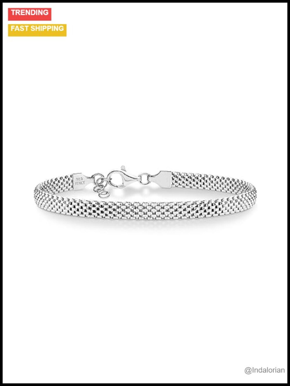 925 Sterling Silver 5mm Mesh Bracelet for Women Italian Link Chain
